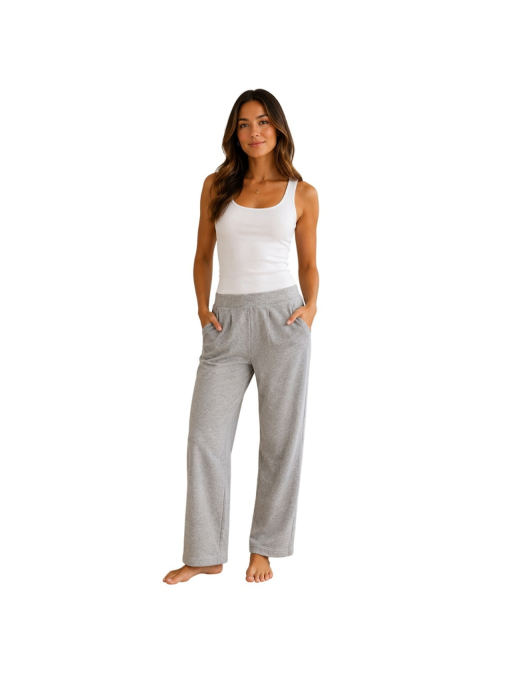 Chicos grey straight leg soft velour pull on lounge pants 2 (L) elastic waist